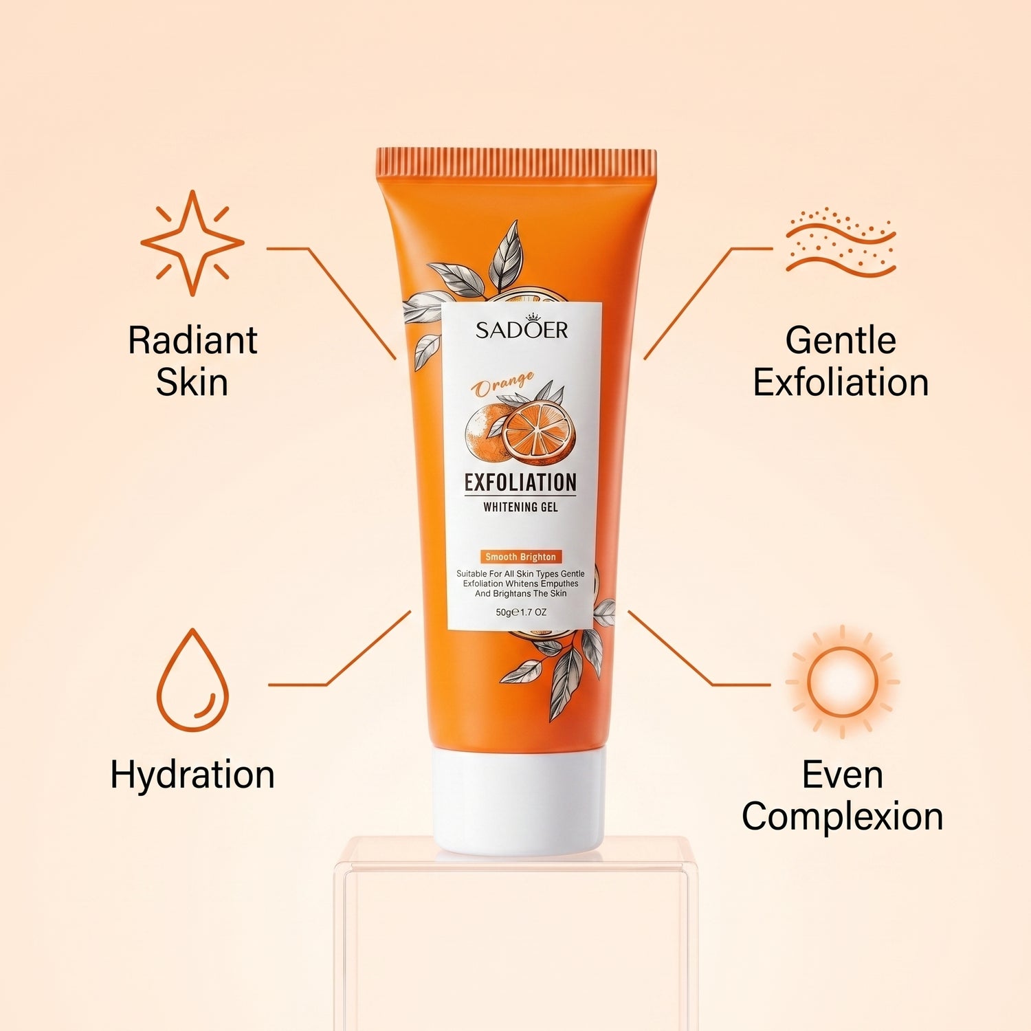 Gel exfoliant doux à l'orange PopLaneBeauty — peau lisse et éclat — vue 3