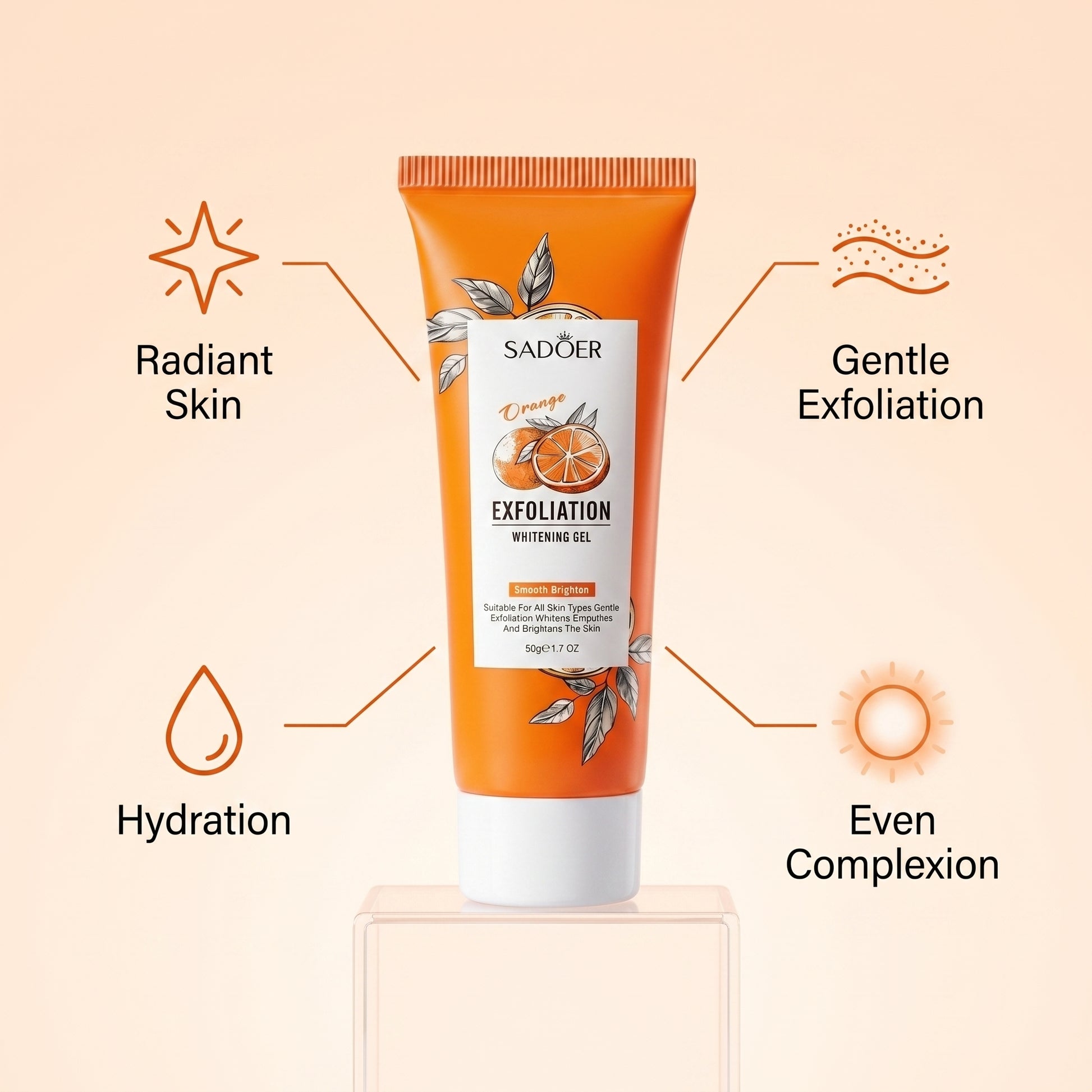 Gel exfoliant doux à l'orange PopLaneBeauty — peau lisse et éclat — vue 3